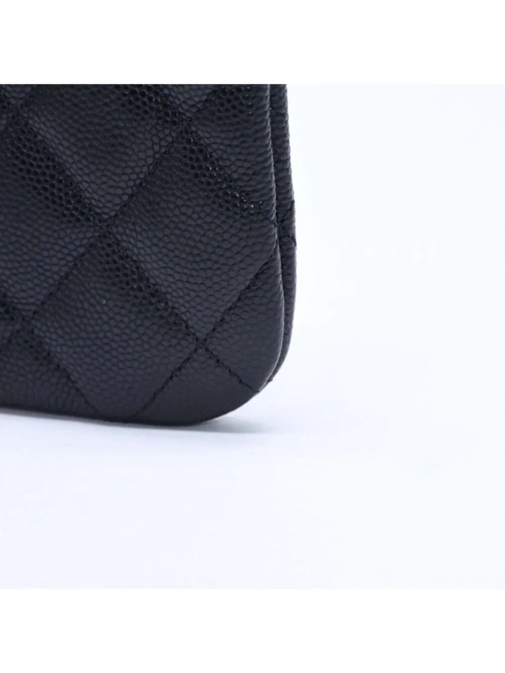 Chanel Classic Mini Pouch Stand CC Logo Caviar Leather